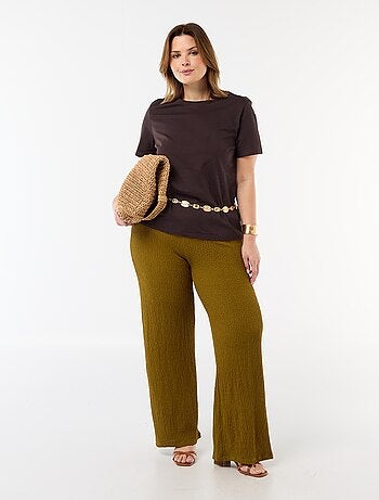 Pantalon large en maille gaufrée
