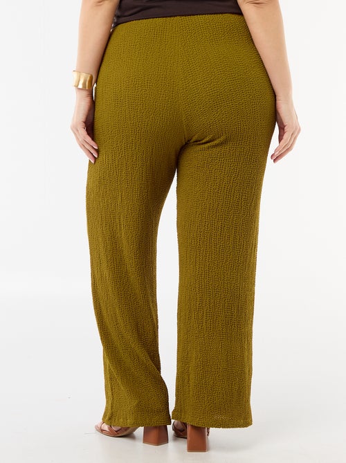 Pantalon large en maille gaufrée - Kiabi