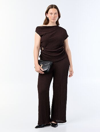 Pantalon large en maille gaufrée