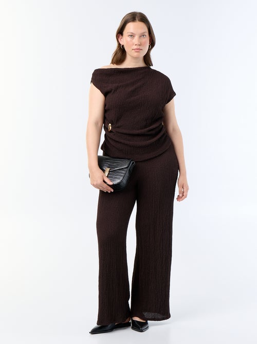 Pantalon large en maille gaufrée - Kiabi Pantalon large en maille gaufrée - Kiabi