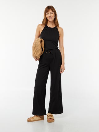 Pantalon large en maille gaufrée