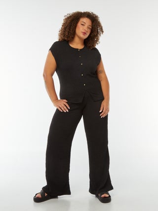 Pantalon large en maille gaufrée