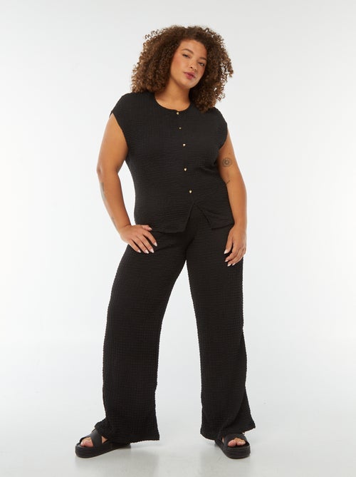 Pantalon large en maille gaufrée - Kiabi