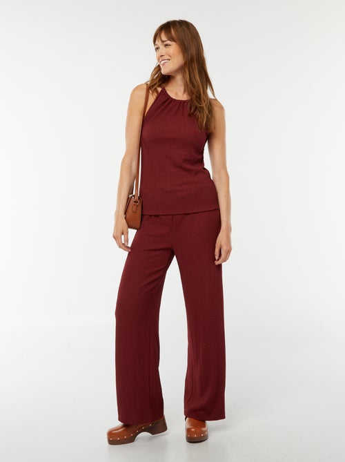Pantalon large en maille gaufrée - Kiabi
