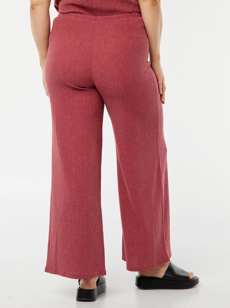 Pantalon large en maille gaufrée Rouge - Kiabi