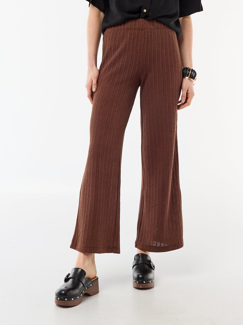 Pantalon large en maille légère femme Marron - Kiabi
