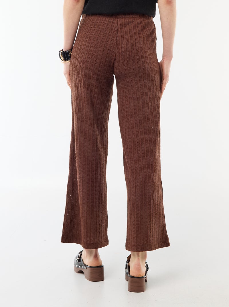 Pantalon large en maille légère femme Marron - Kiabi