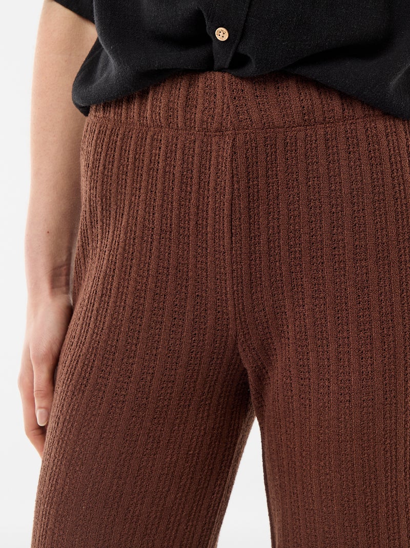 Pantalon large en maille légère femme Marron - Kiabi