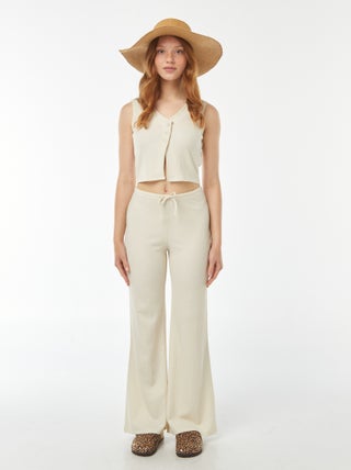 Pantalon large en maille légère gaufrée
