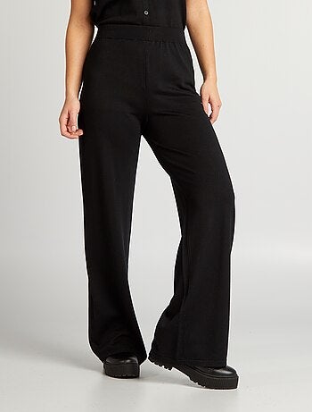 Pantalon taille haute outlet large femme noir