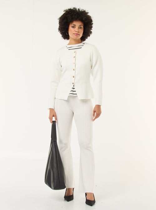 Pantalon large en maille ottoman uni - Kiabi