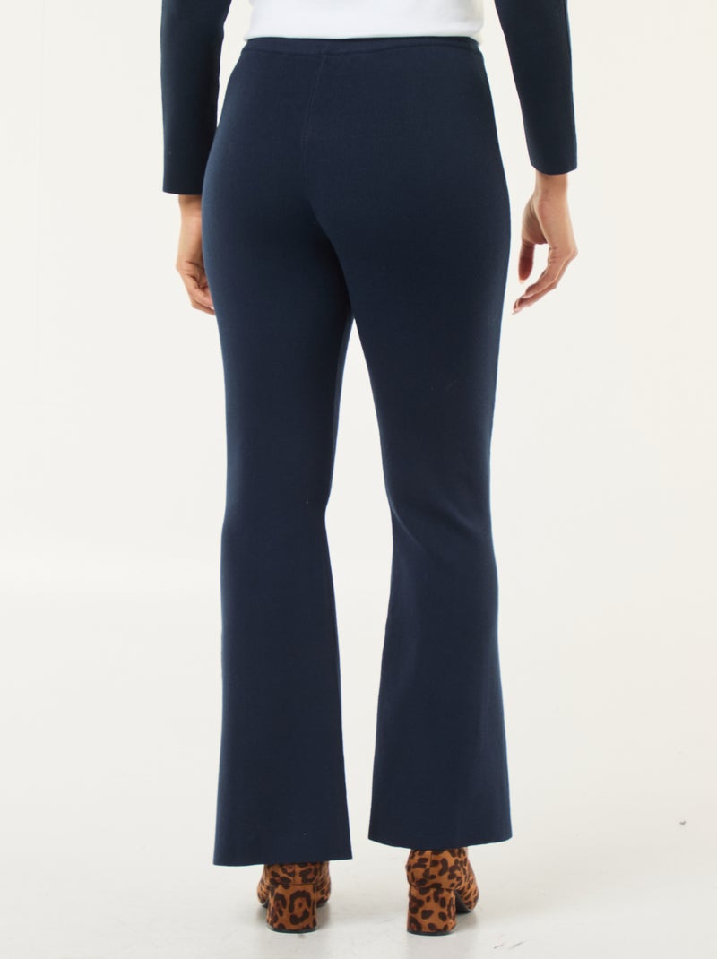 Pantalon large en maille ottoman uni Bleu - Kiabi