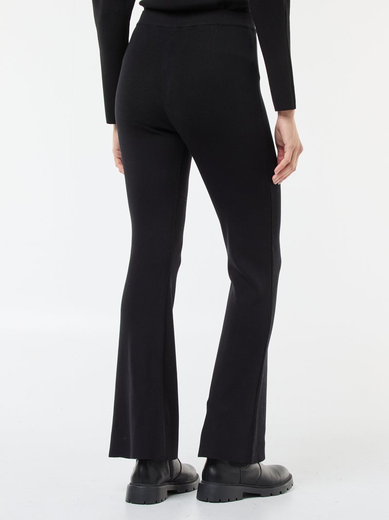 Pantalon large en maille ottoman uni Noir - Kiabi