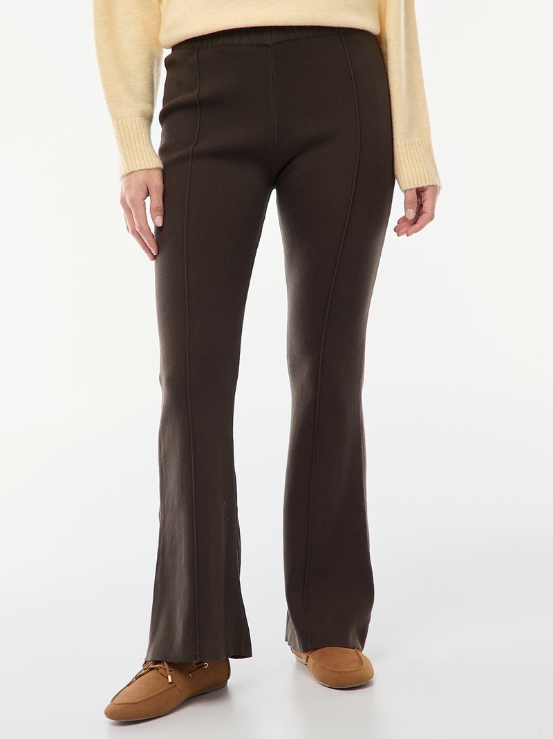 Pantalon large en maille ottoman uni Noir - Kiabi