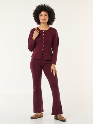 Pantalon large en maille ottoman uni