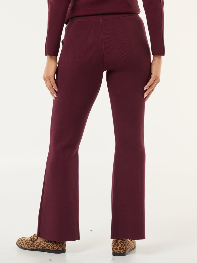 Pantalon large en maille ottoman uni Rouge - Kiabi