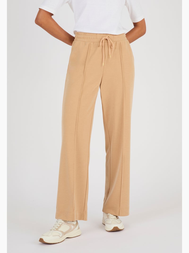 Pantalon large en maille piquée - Happy D. by Damart Marron - Kiabi
