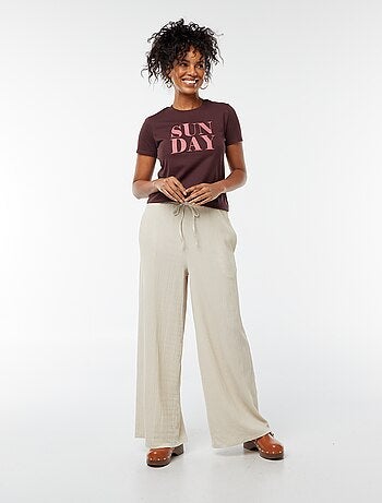 Pantalon large en maille plissée