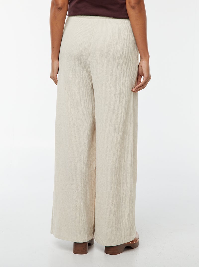 Pantalon large en maille plissée BEIGE - Kiabi