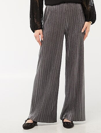 Pantalon large en maille plissée