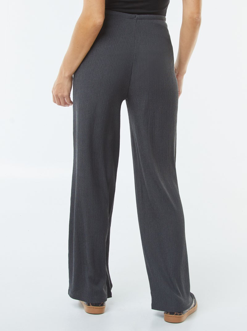 Pantalon large en maille plissée Gris foncé - Kiabi