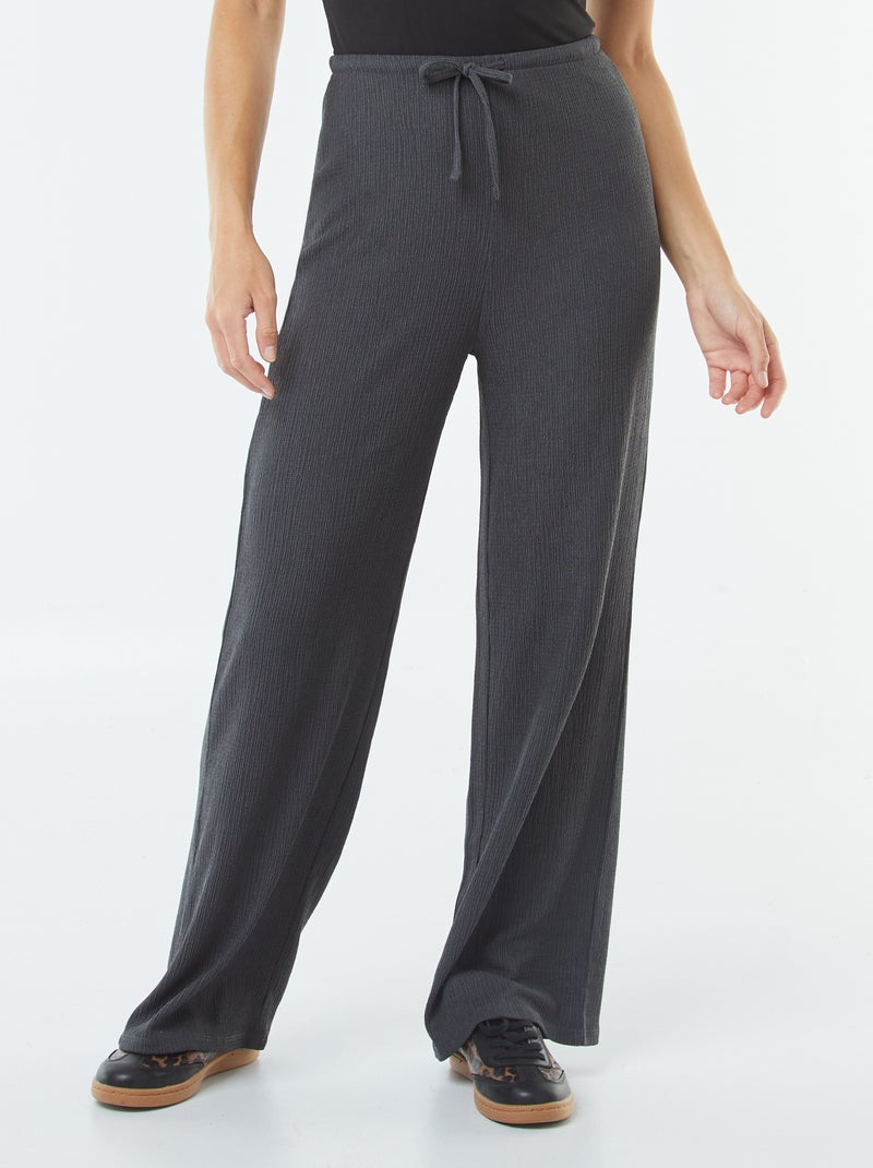 Pantalon large en maille plissée Gris foncé - Kiabi