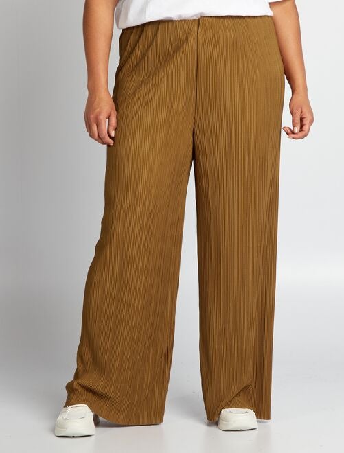 Pantalon large en maille plissée - Kiabi
