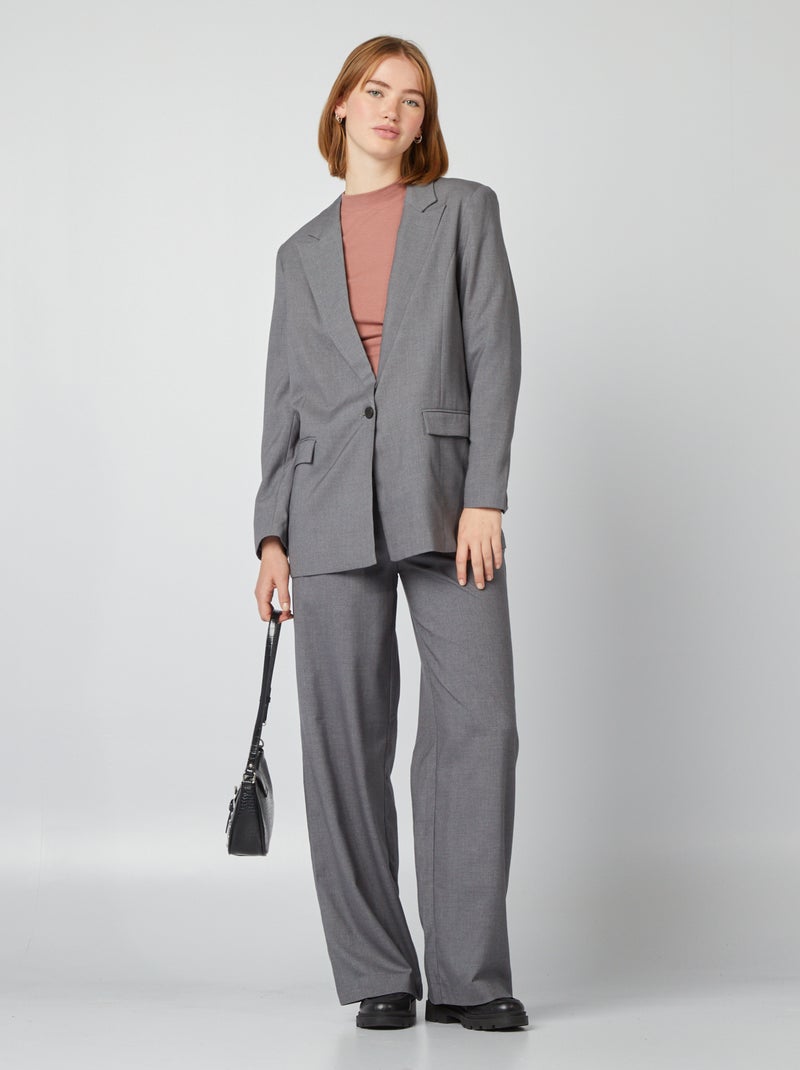 Pantalon large en maille stretch Gris foncé - Kiabi