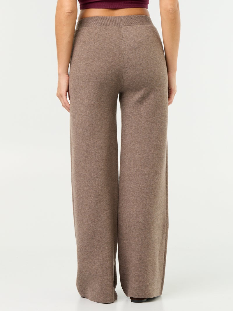 Pantalon large en maille tricot Beige - Kiabi
