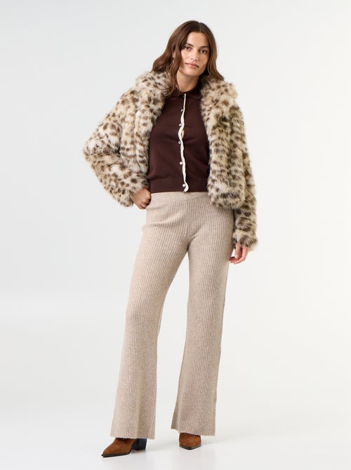Pantalon large en maille tricot - Kiabi