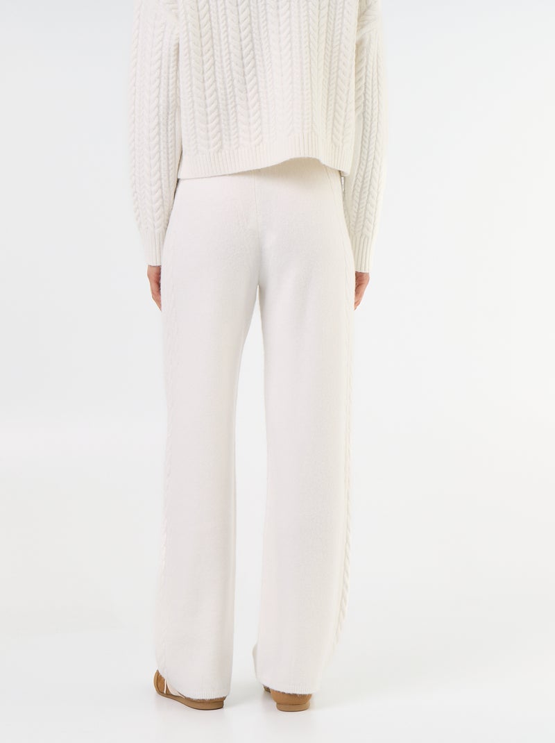 Pantalon large en maille tricot Blanc - Kiabi
