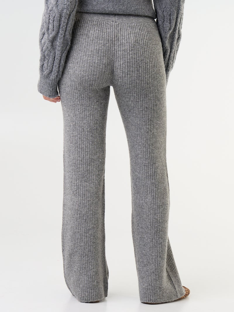 Pantalon large en maille tricot Gris - Kiabi