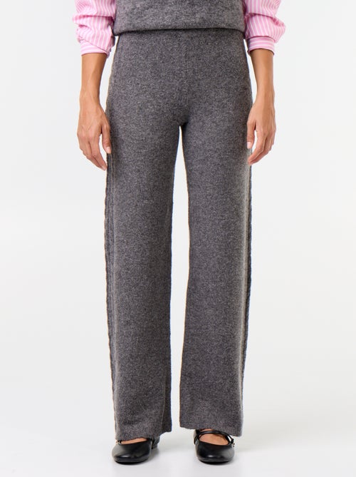 Pantalon large en maille tricot - Kiabi