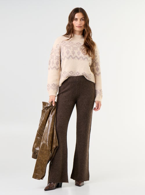 Pantalon large en maille tricot - Kiabi