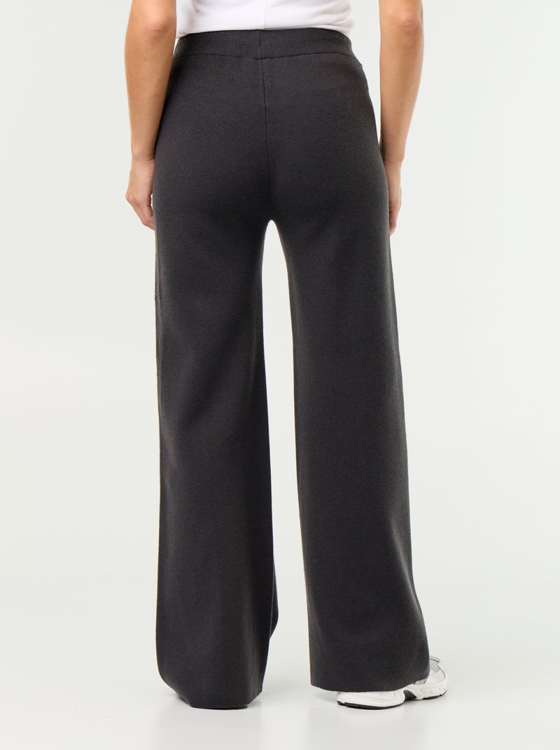 Pantalon large en maille tricot Noir - Kiabi