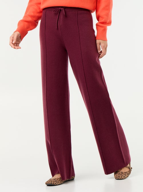 Pantalon large en maille tricot - Kiabi