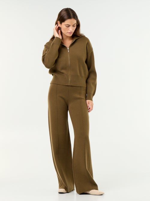 Pantalon large en maille tricot - Kiabi