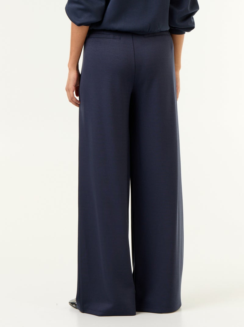 Pantalon large en matière douce Bleu - Kiabi