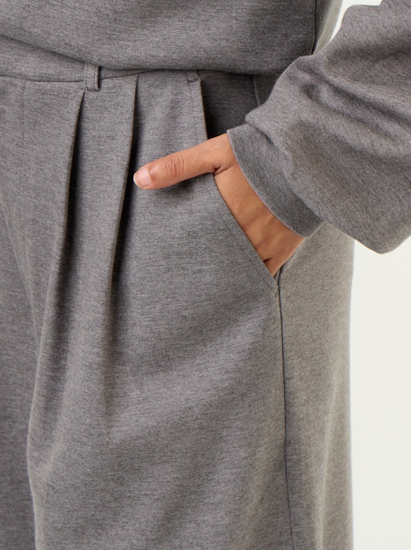 Pantalon large en matière douce Gris - Kiabi