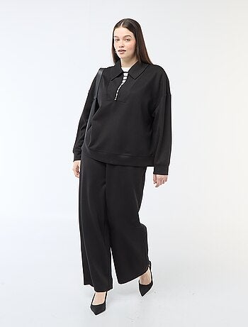 Pantalon large en matière stretch côtelée