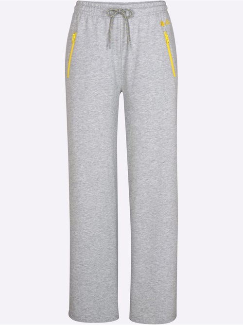 Pantalon large en matière sweat avec ceinture coulissante et poches zippées - Taille courte - Witt - Kiabi