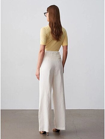 Pantalon large en mélange de lin avec ceinture dilvin