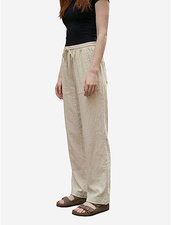 Pantalon large en mélange de lin pour femme my fashion