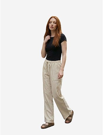 Pantalon large en mélange de lin pour femme my fashion