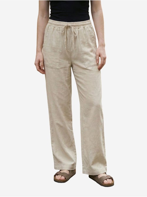 Pantalon large en mélange de lin pour femme my fashion - Kiabi Pantalon large en mélange de lin pour femme my fashion - Kiabi