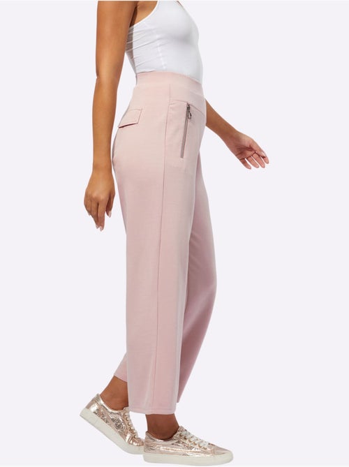 Pantalon large en modal mélangé à coupe raccourcie et poches zippées - Taille standard - Helline - Kiabi
