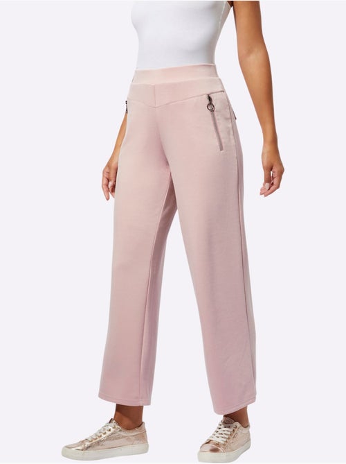 Pantalon large en modal mélangé à coupe raccourcie et poches zippées - Taille standard - Helline - Kiabi