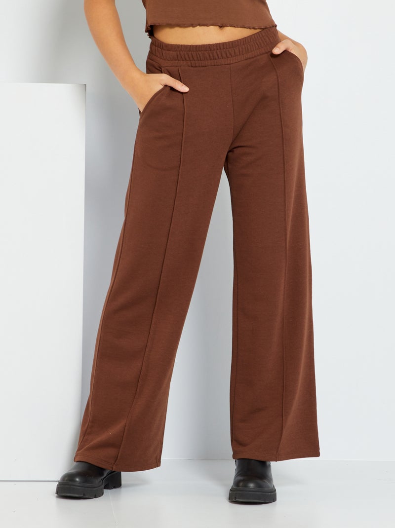 Pantalon large en molleton marron - Kiabi