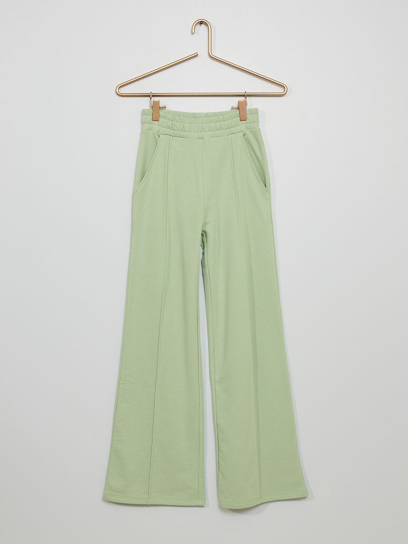 Pantalon large en molleton vert amande - Kiabi