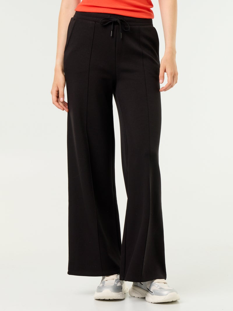Pantalon large en polaire Noir - Kiabi